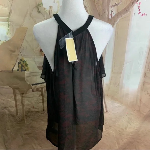 NEW Michael Kors Tiered Ruffle Sleeveless Blouse - Picture 7 of 11